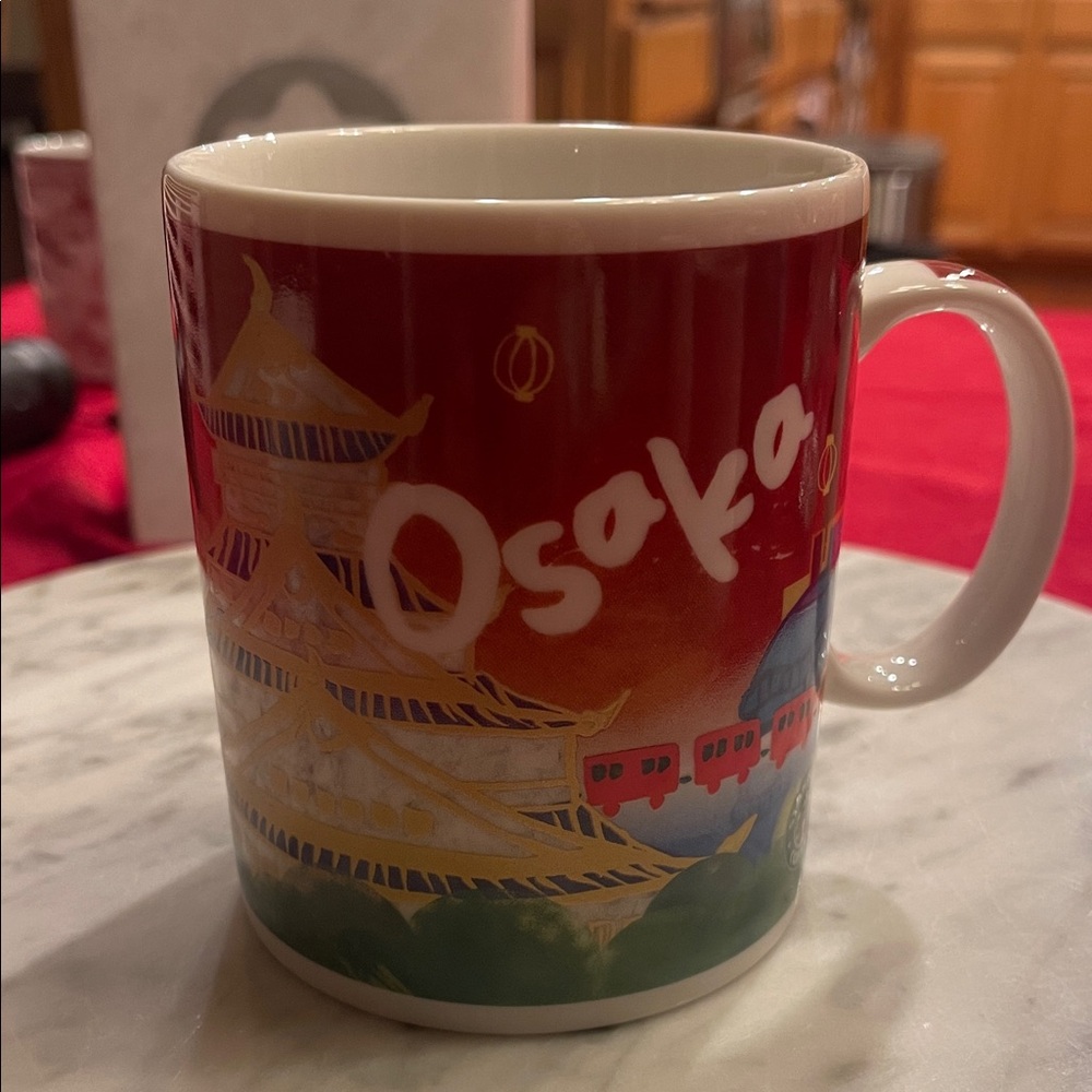 Osaka Themed Red and White Mug Starbucks 2015 Osaka mug , made in Japan Rare